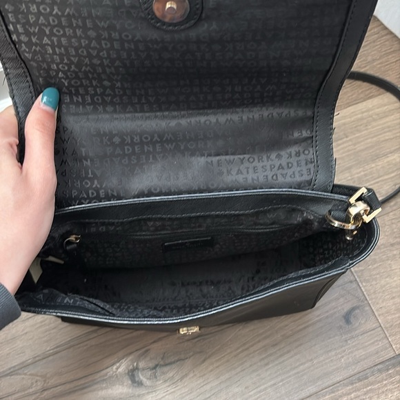 KATE SPADE Black Leather Flap Crossbody Handbag Satchel Newbury Lane Brynlee - Picture 4 of 11